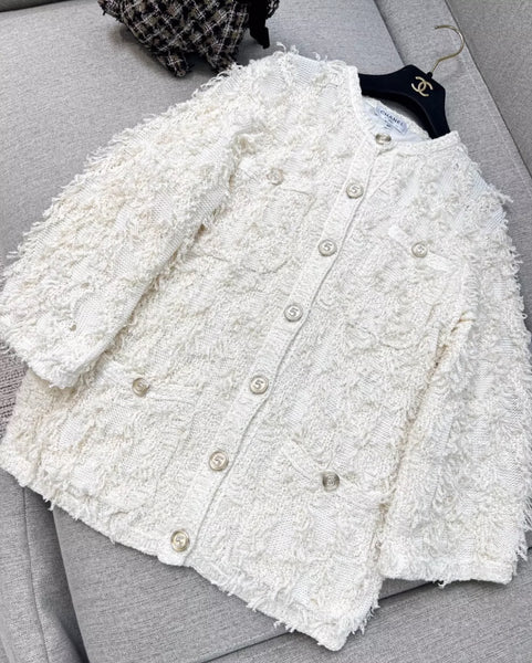 Chanel 21S off-white tassel cardigan – Wararni.com