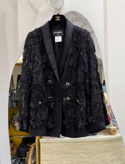 Chanel 11K Black Lace jacket