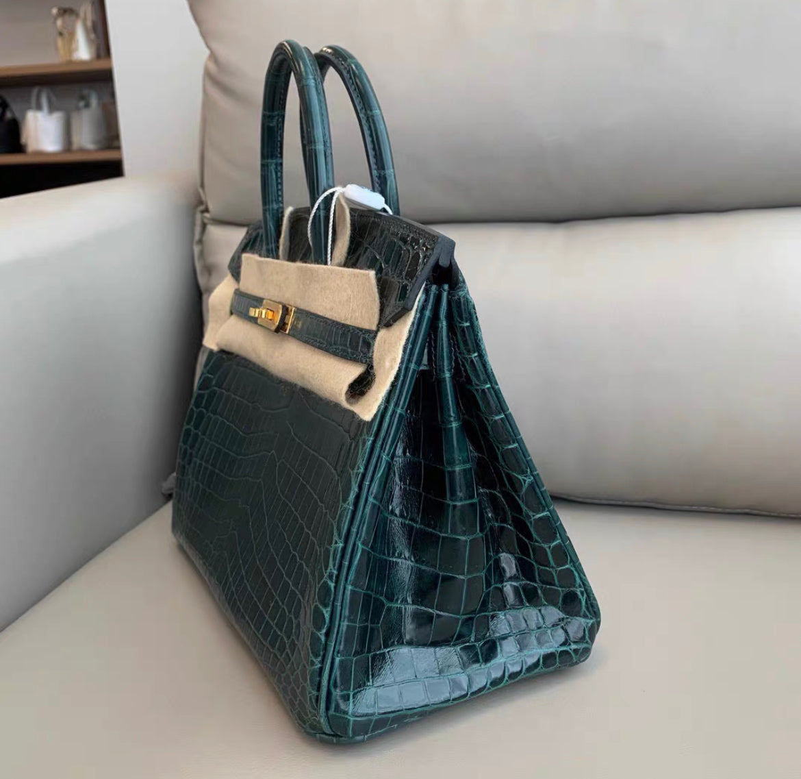 HERMÈS Birkin 25 Vert Cypress in Niloticus Crocodile with Gold Hardware