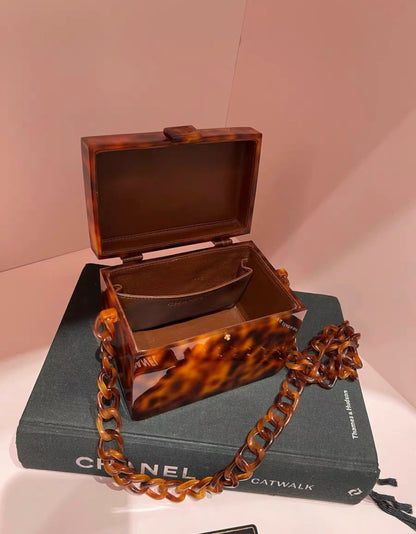 CHANEL Tortoiseshell Bakelite Mini Box Bag 1994-1996