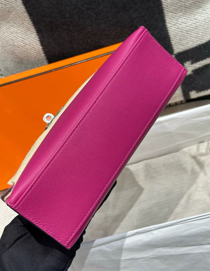 HERMÈS Kelly Pochette Rose Purple Swift Palladium hardware