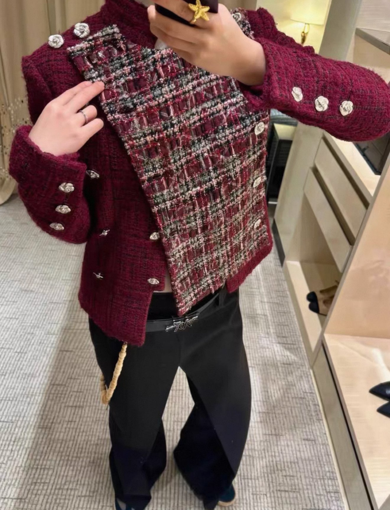 Chanel 23k Burgundy tweed Cardigan 38FR