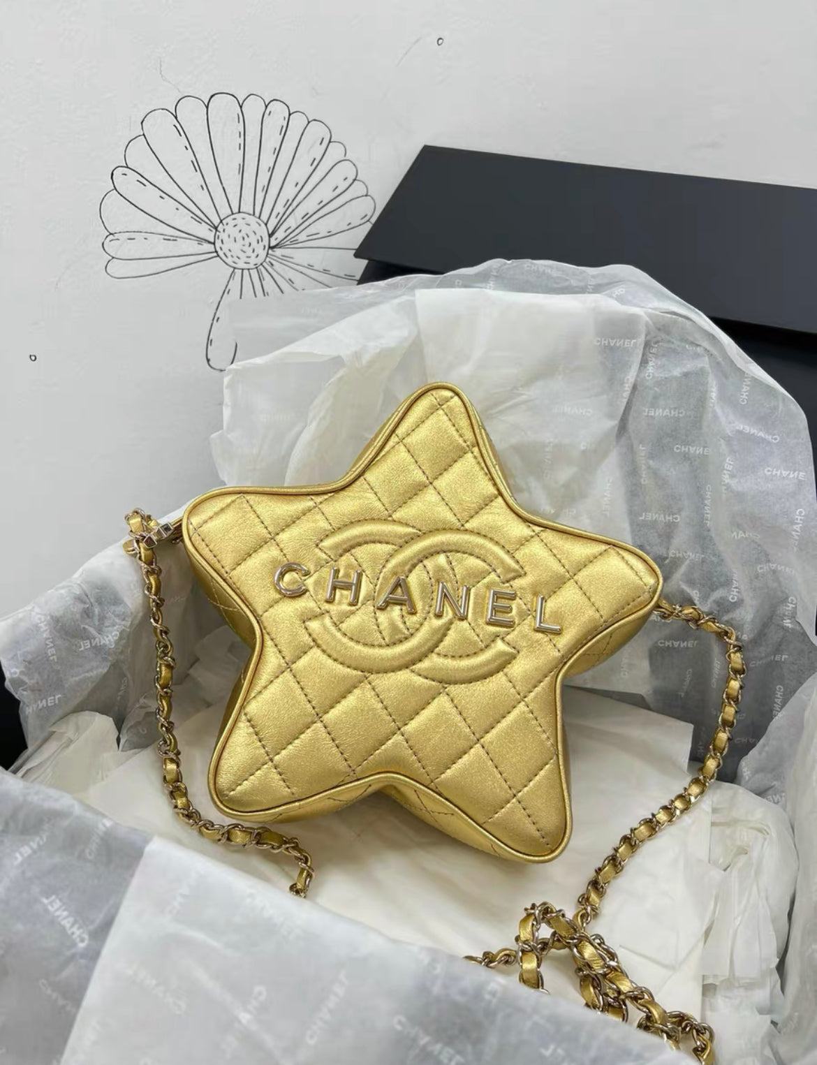 CHANEL 24C STAR BAG LAMBSKIN GOLD GHW