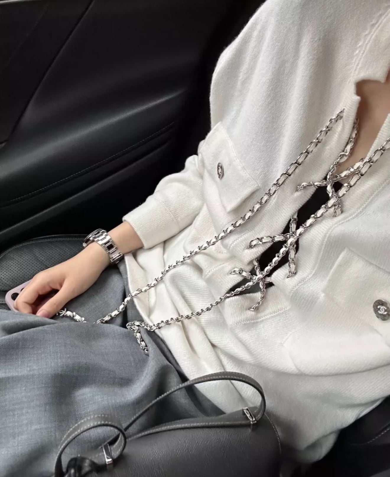 Chanel 23P off-white cashmere sweater