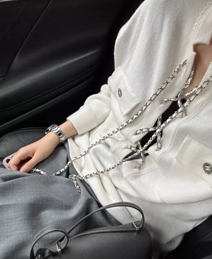 Chanel 23P off-white cashmere sweater