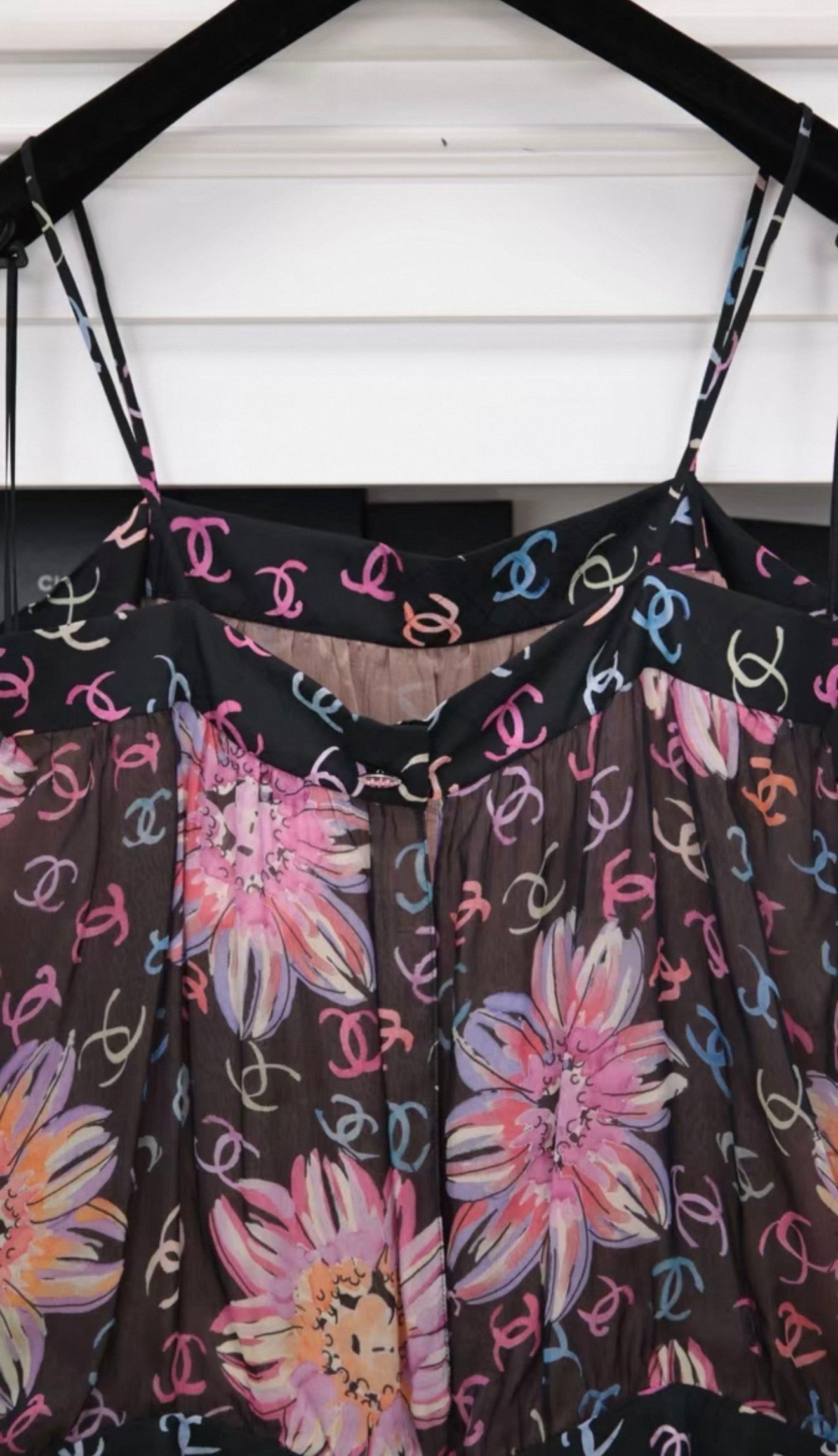 Chanel 24S Runway Colored Silk Camellia Print Camisole Top