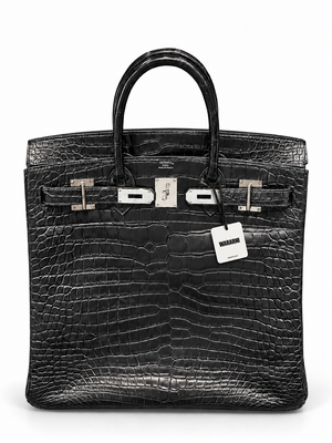 Hermes Birkin HAC 50 Black Matte crocodile leather palladium hardware