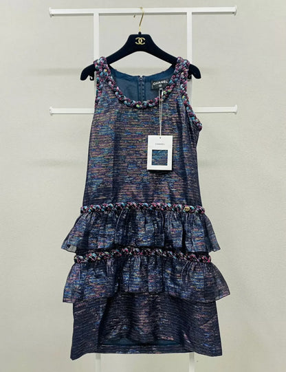 Chanel 21C Black & Multicolour Lame Muslin Dress