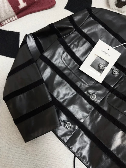 Chanel 24S black striped leather jacket