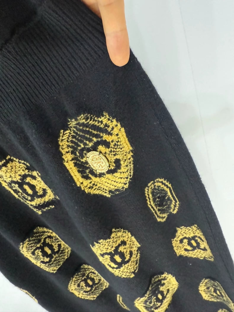 Chanel 21A black & gold cashmere dress