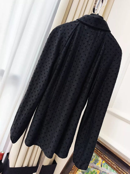 Chanel 24b black velvet polka dot shirt