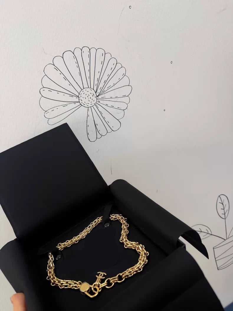 Chanel 26S Gold and Silver Chain Double C Logo Necklace