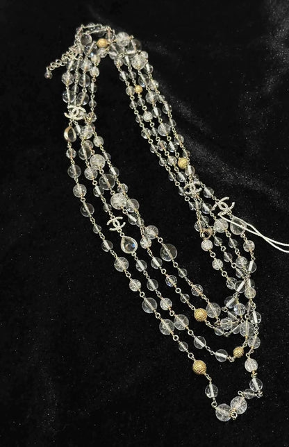 Chanel 15k transparent glass pearl necklace