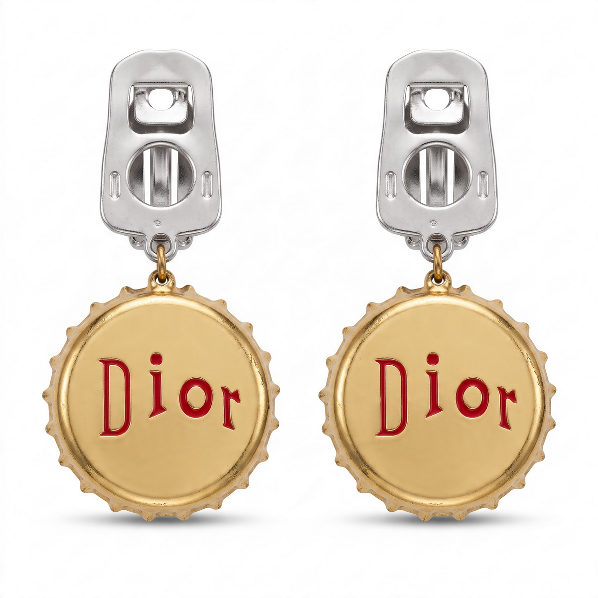 Christian Dior Bottle Cap Necklace & Matching Drop Earrings