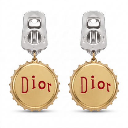 Christian Dior Bottle Cap Necklace & Matching Drop Earrings
