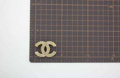 Chanel A12A Rhinestone Beige CC Brooch