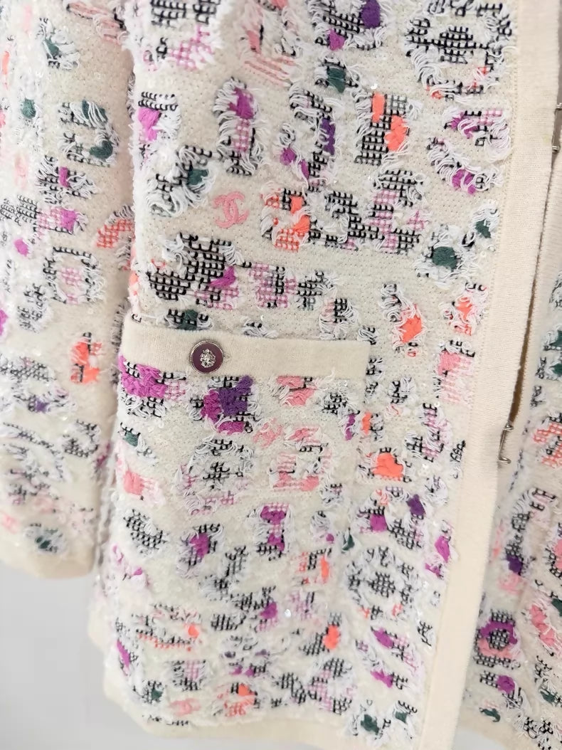 Chanel 22P Colourful Logo Sequin Cardigan
