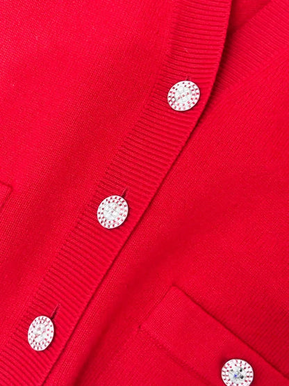 Chanel 23C red cashmere cardigan