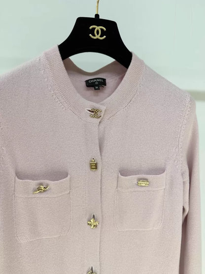 Chanel 22B Pink Cashmere Knit Cardigan