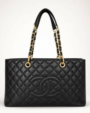 Chanel Black XL 40cm Caviar Quilted Grand Shopping Tote GST GHW