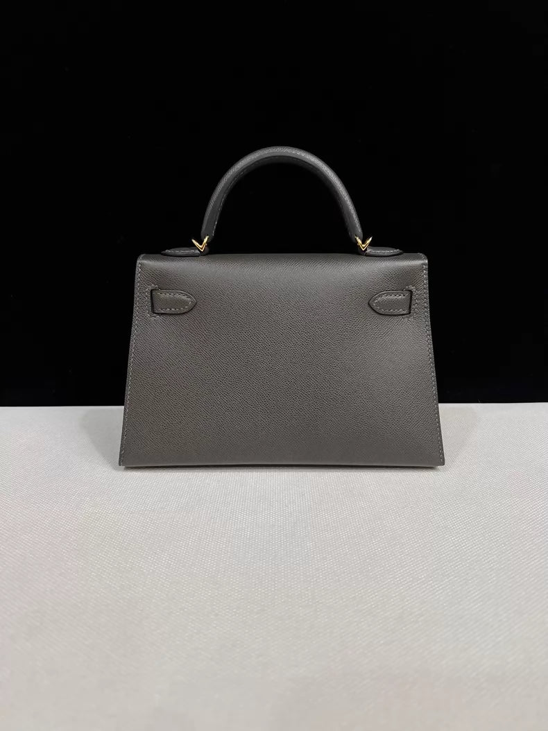 Hermes Mini Kelly 20 graphite grey Epsom leather Gold Hardware