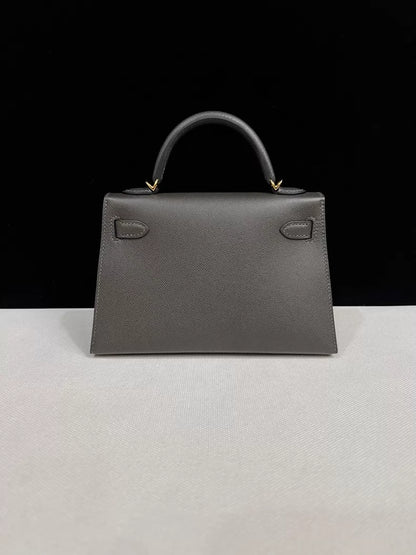 Hermes Mini Kelly 20 graphite grey Epsom leather Gold Hardware