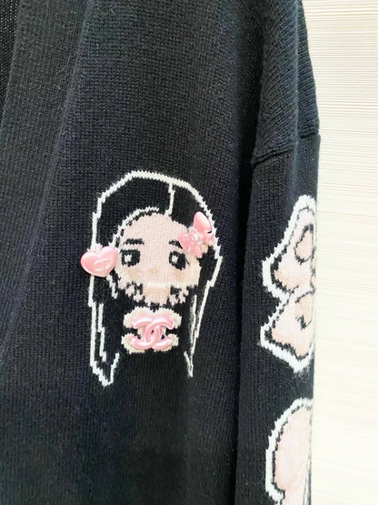 Chanel 25B black Cashmere Knit Cardigan