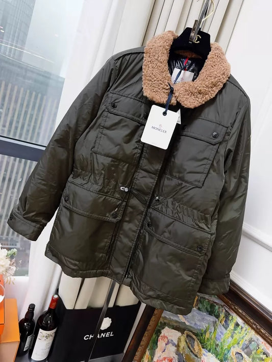 Moncler military green waterproof down jacket