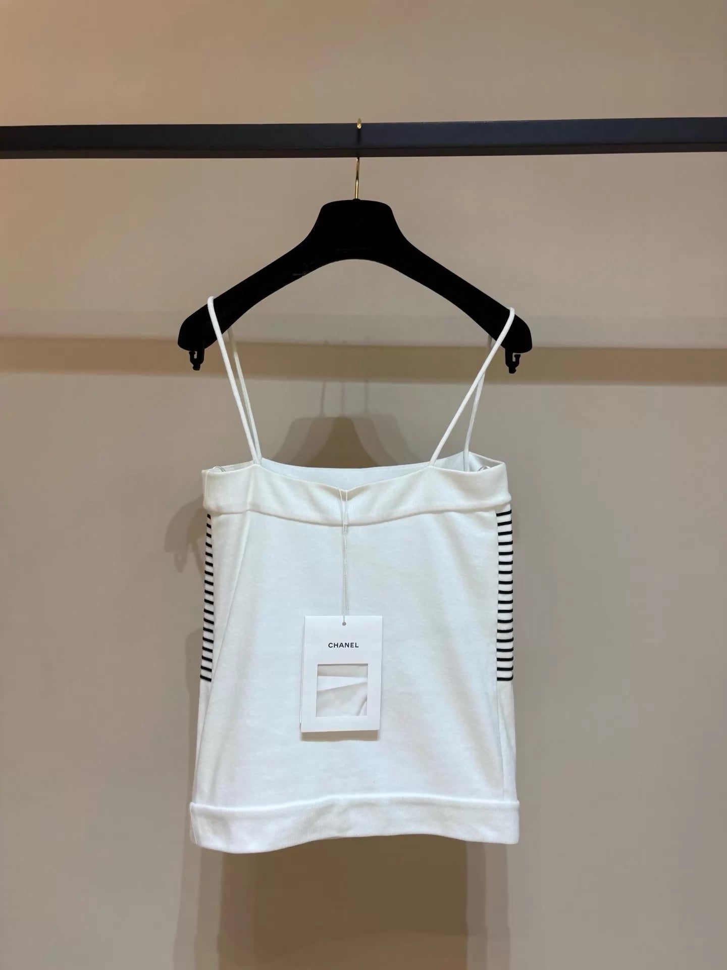 Chanel 24s black and white striped top