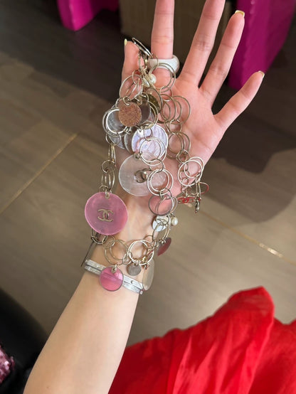 Chanel 2007 "Bubbles" long chain necklace in dreamy, colorful mother-of-pearl