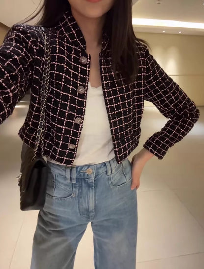 Chanel 23K Black and Pink tweed Jacket
