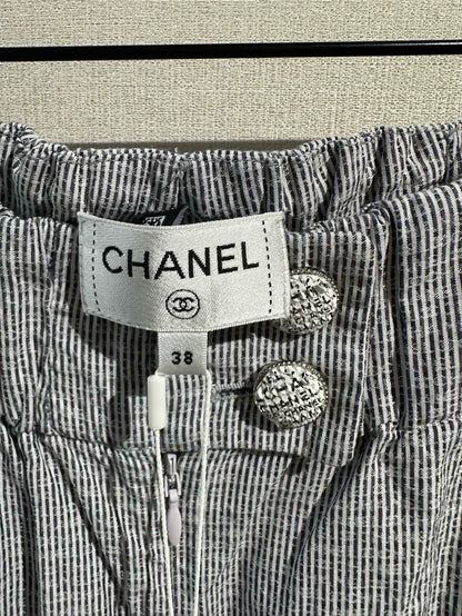 Chanel 24 grey striped wide-leg pants