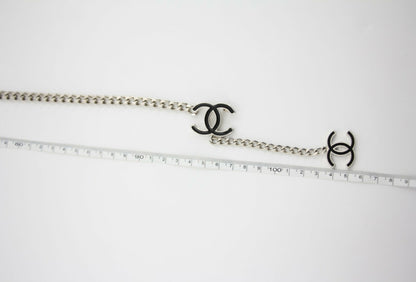Chanel Vintage 09V Enamel Black & Silver-Tone Metal Waist Chain/Necklace