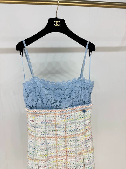 Chanel 19 Blue Lace/Tweed dress
