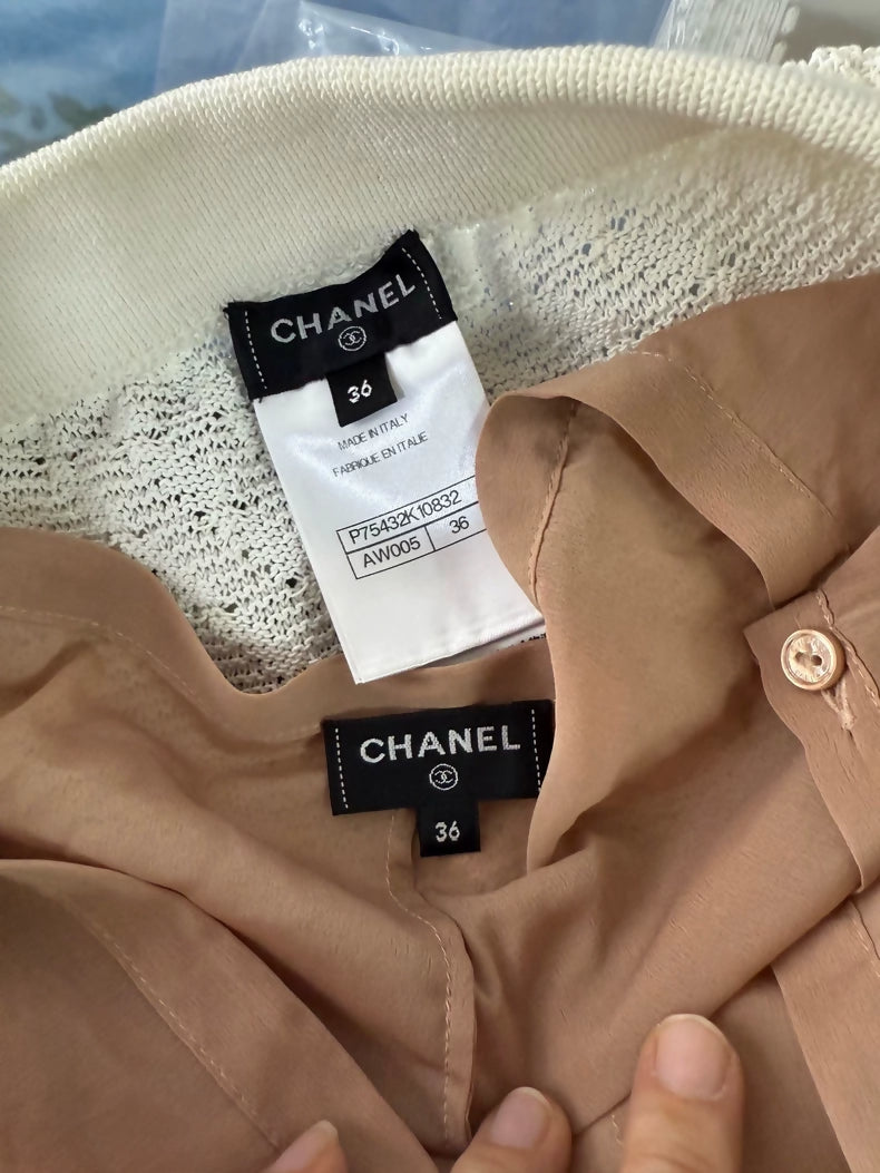 Chanel 23A white knit casual pants