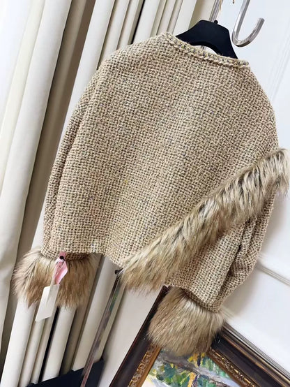 Chanel 21A Castle series gold tassel fur braided jacket