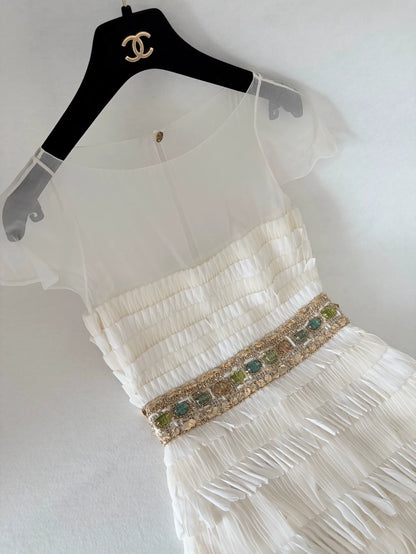 Chanel 18C ecru Jewelry Belt Dress