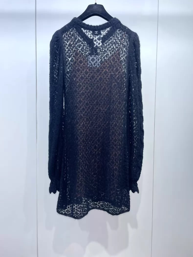 Chanel 23K black crocheted dress