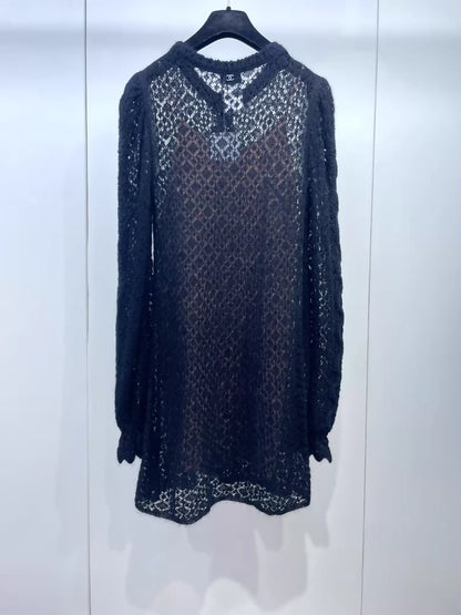 Chanel 23K black crocheted dress