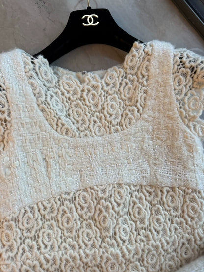 Chanel 2015 Paris Salzburg white lace dress