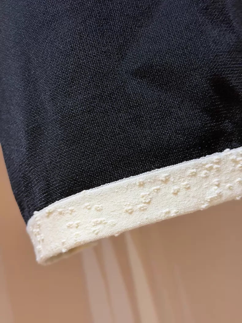 Chanel 25A Black Wide-Leg Trousers with White Trim