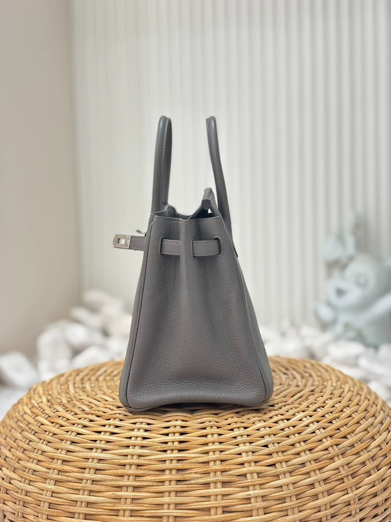 Hermes Birkin 25 Gris Etain Togo Leather Gold Hardware