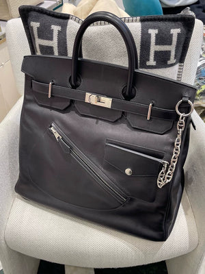 Hermès Limited Edition Black Volupto Rock HAC Birkin 40 Palladium Hardwar