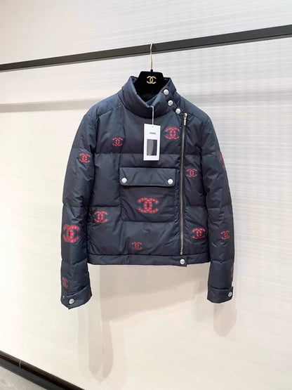 Chanel 21N black and red CC logo ski collection down jacket