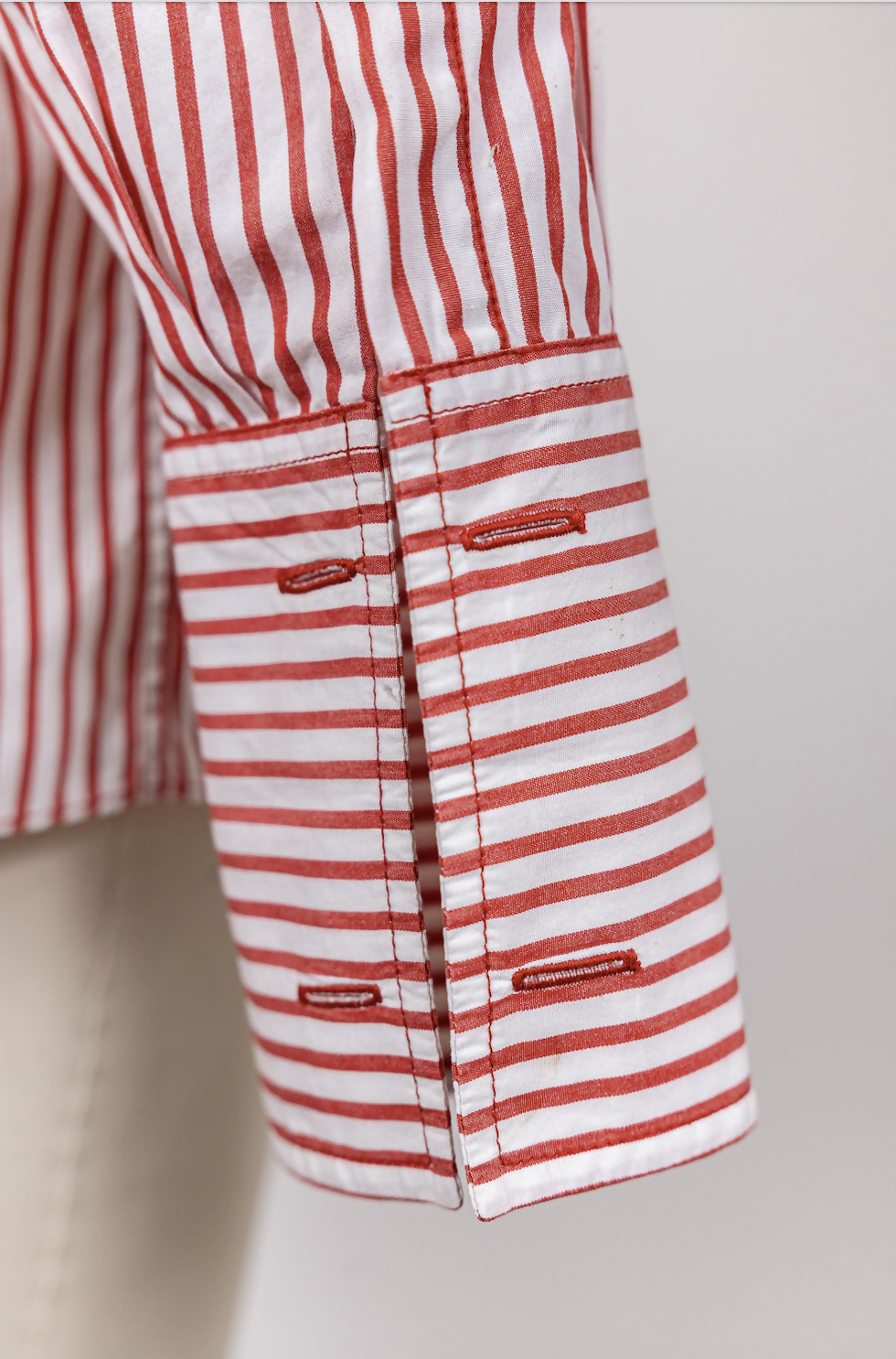 Chanel 1990s Vintage Red Striped Embroidered Logo Button-Down Shirt
