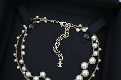 Chanel 18S Imitation Pearl & Woven Chain CC Necklace