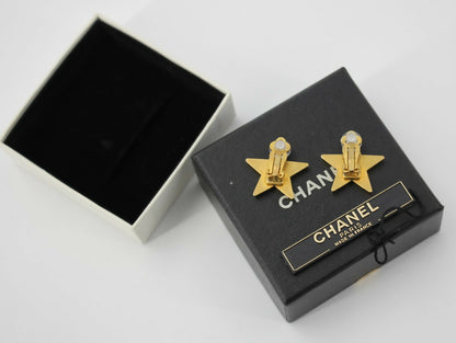Chanel Vintage 01P Metal Blue-Green Star Clip-on Earrings