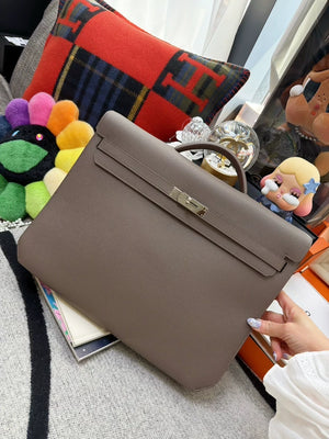 Hermes Kelly Depeches 36 briefcase pewter grey silver hardware