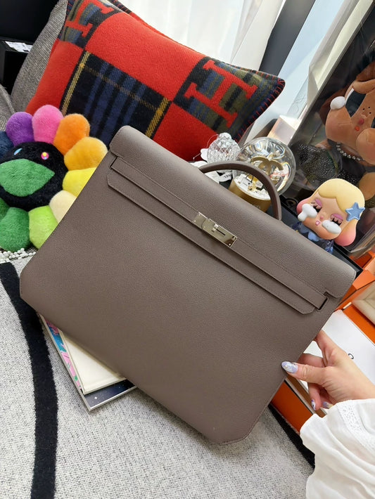 Hermes Kelly Depeches 36 briefcase pewter grey silver hardware
