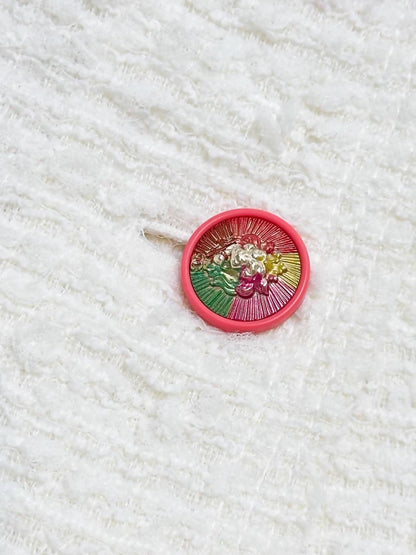 Chanel 17P white tweed jacket with pink lion button